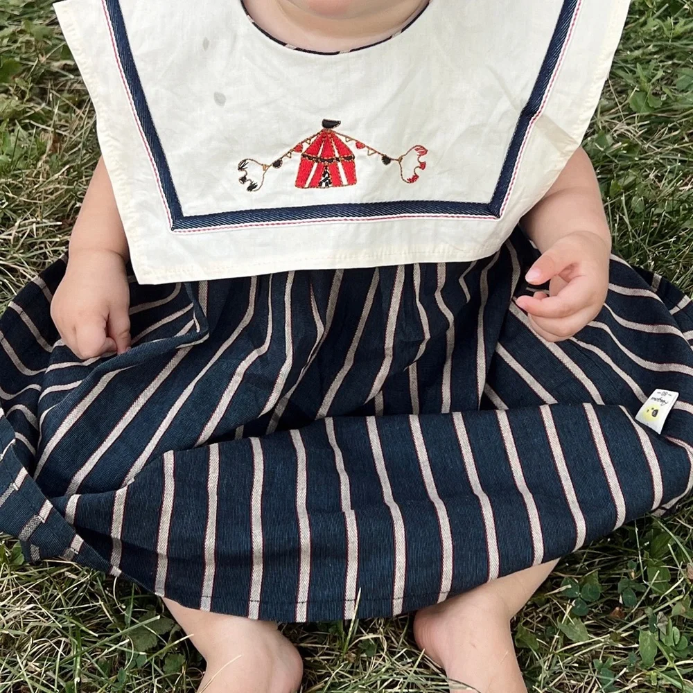 🌱🦢4 FOR $15!🦢🌱 Navy and Cream Striped Circus Dress - Picture 3 of 3